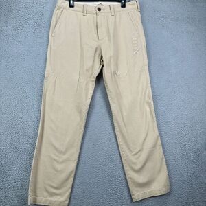Hollister Khaki Pants Mens 31X32 Tan Flat Front Straight‎ Leg Pocket Casual NEW